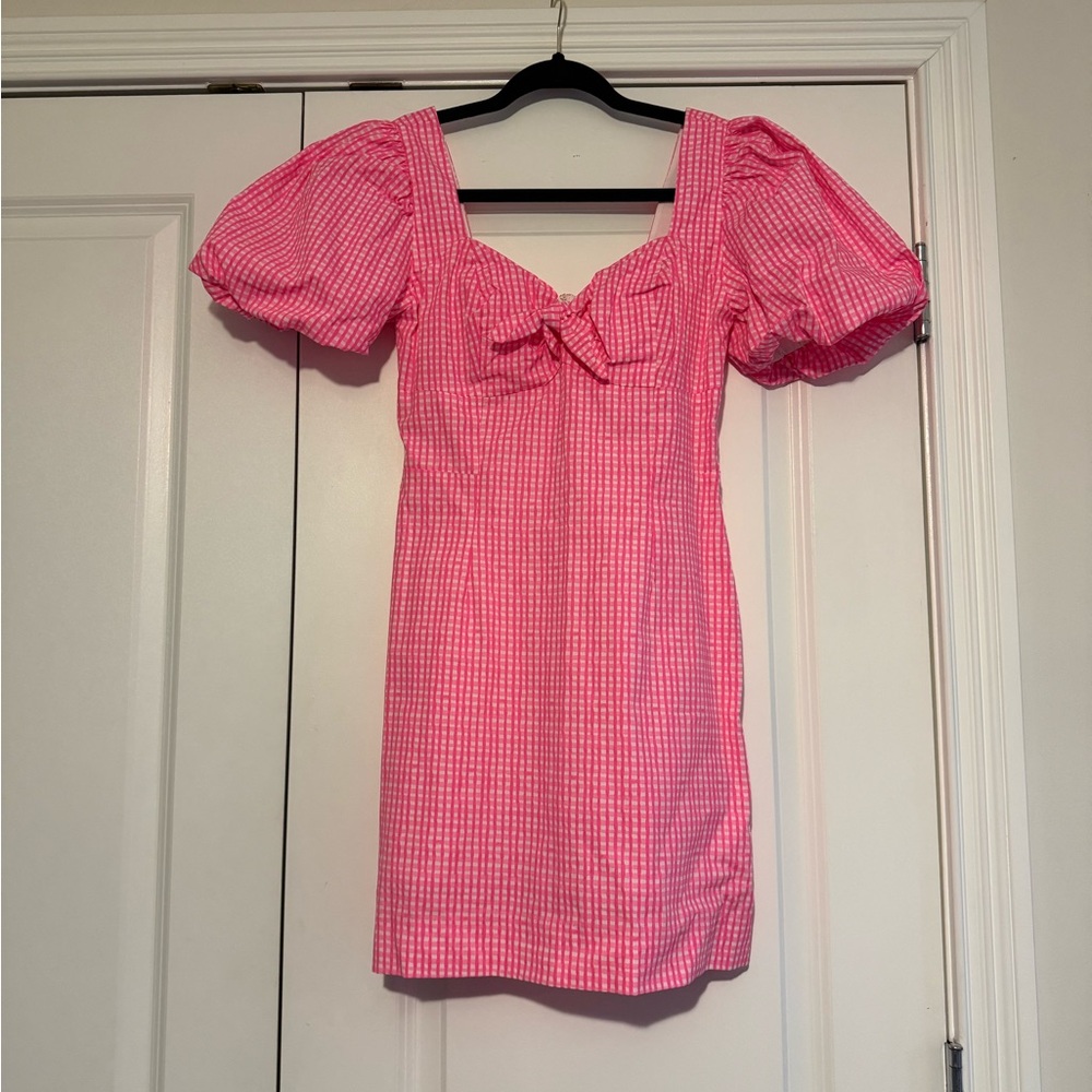 Lilly Pulitzer Pink Gingham Puff Sleeve Romper